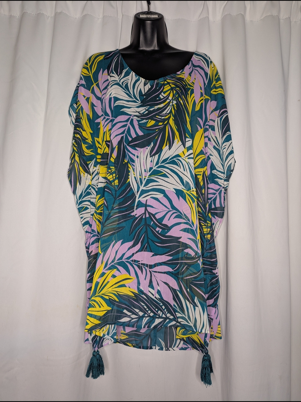 Women’s Teal Tropical Leaf Swim Cover-Up - Unbranded